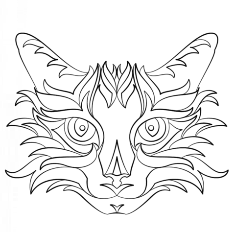 Abstract Cat Coloring Page